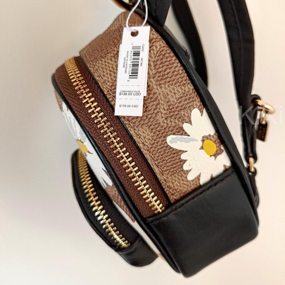 Coach Mini Court Backpack Bag Charm In Signature Canvas With Floral Print CZ602 - Picture 14 of 14